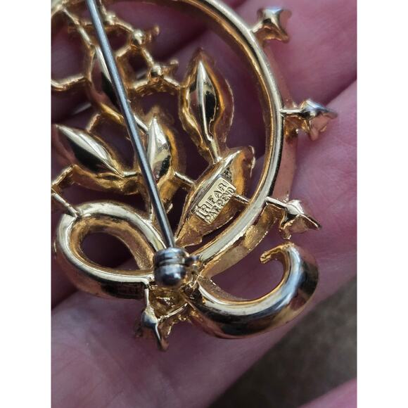 Vtg 50s Trifari Alfred Philippe Clear Rhinestone Ribbon Brooch Pat Pending 1.5" - Picture 9 of 9